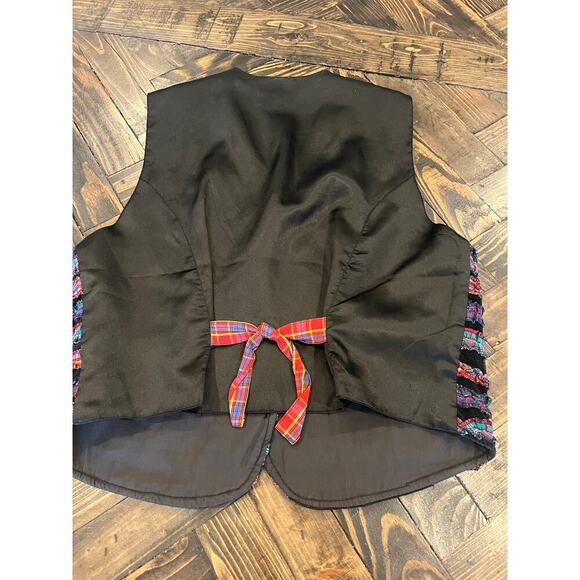 VTG Tantrums Vest Women Large Colorful Grunge Art to Wear Adjustable Patchwork - Picture 3 of 6